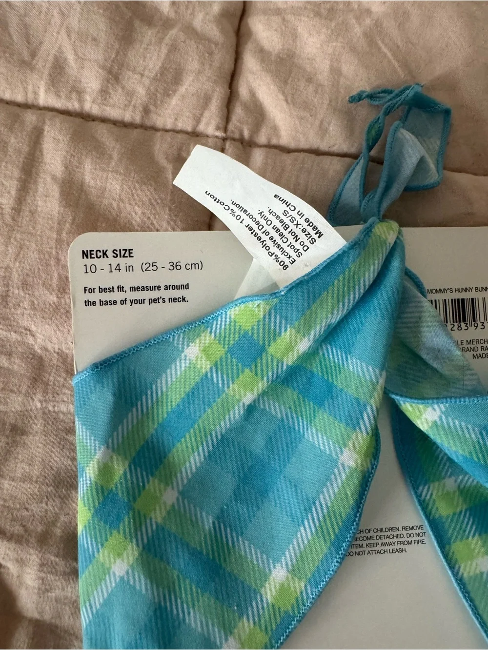 Mommy's Hunny Bunny Plaid Dog Bandana - Blue & Green